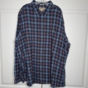 Duluth Untucked Flannel Shirt Mens 2XLT Blue Plaid Long Sleeve Button Up